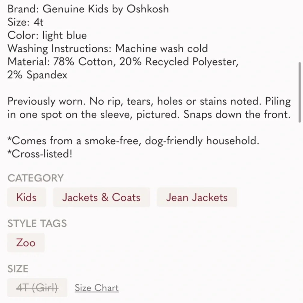 Toddler blue jean jacket Size 4T - Picture 7 of 7